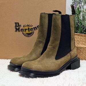 Dr. Martens Olive Maybole Square Toe Buttersoft Leather Chelsea Boots UK 8 NIB